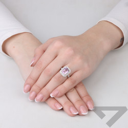 Pierścionek z ametystem 2,85 ct i diamentami 0,43 ct, złoto 585