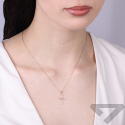 Złoty Krzyżyk z Cyrkoniami pr. 585 - JubilerSezam.pl