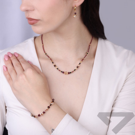 Kolczyki wiszące z granatami i kryształkami Swarovski, srebro 925 koloru złotego