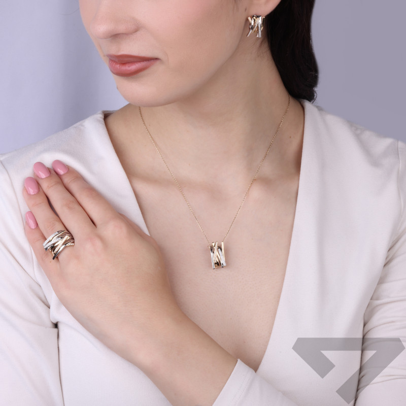 Kolczyki Dubaj z diamentami 0,22 ct, zapięcie angielskie złoto 585