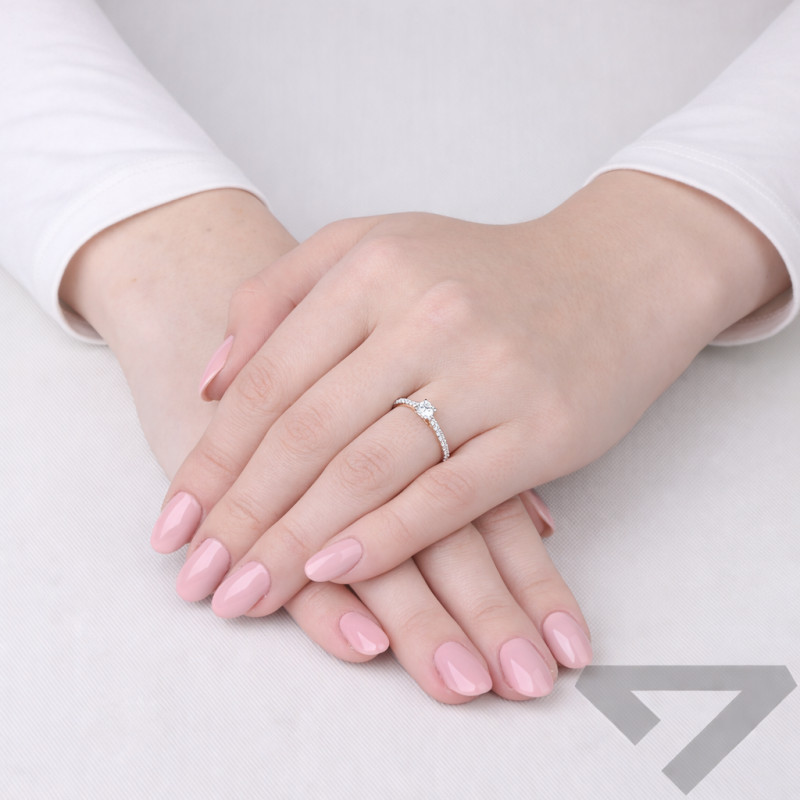 Pierścionek Soliter bis z diamentami laboratoryjnymi 0,50 ct, złoto 585