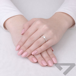 Pierścionek Soliter bis z diamentami laboratoryjnymi 0,38 ct, białe złoto 585