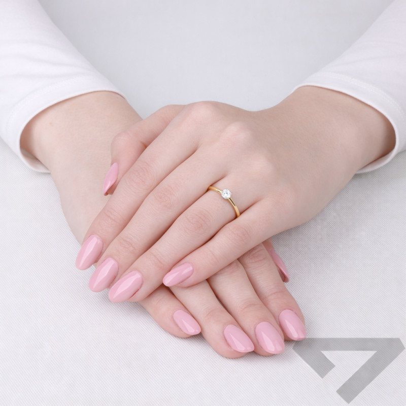 Pierścionek z diamentem laboratoryjnym Soliter 0,31 ct, złoto 585