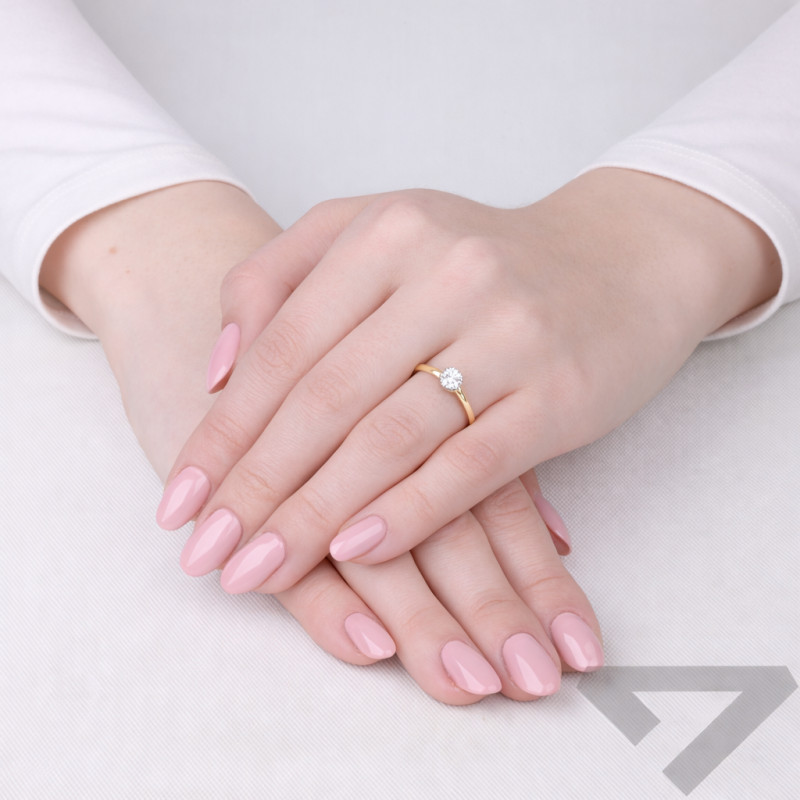 Pierścionek Soliter z diamentem laboratoryjnym 0,52 ct, złoto 585