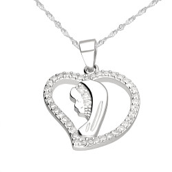 Srebrny medalik z cyrkoniami i łańcuszek singapur – zestaw srebro 925