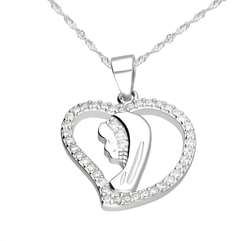 Srebrny medalik z cyrkoniami i łańcuszek singapur – zestaw srebro 925