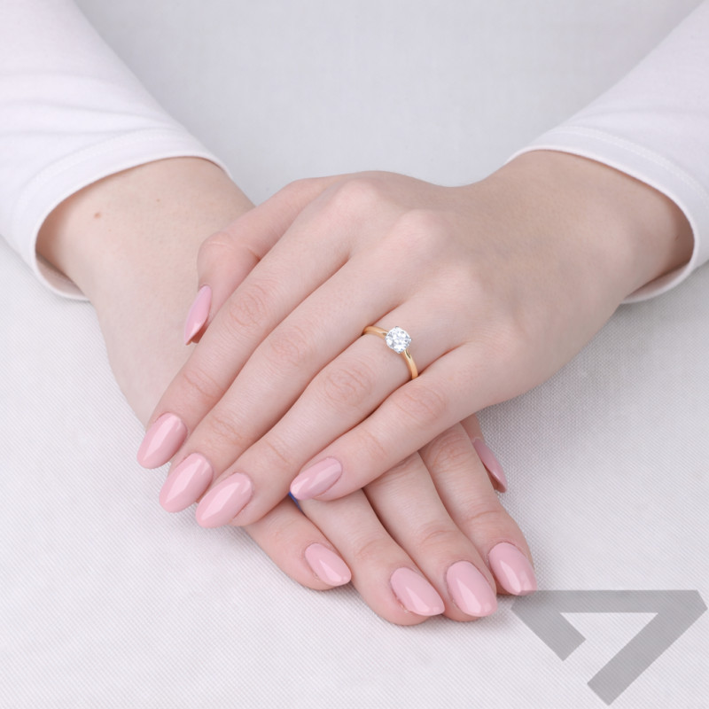Pierścionek Soliter z diamentem laboratoryjnym 0,97 ct, złoto 585