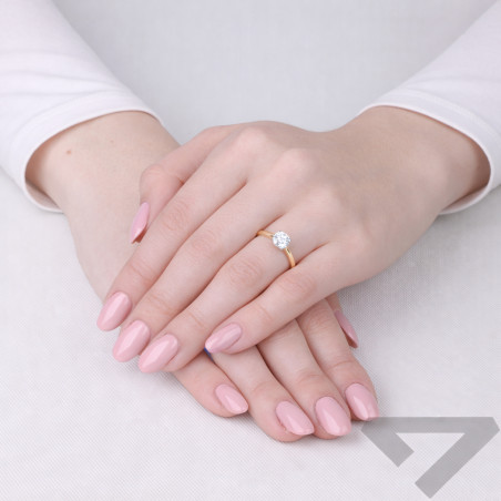 Pierścionek Soliter z diamentem laboratoryjnym 0,97 ct, złoto 585