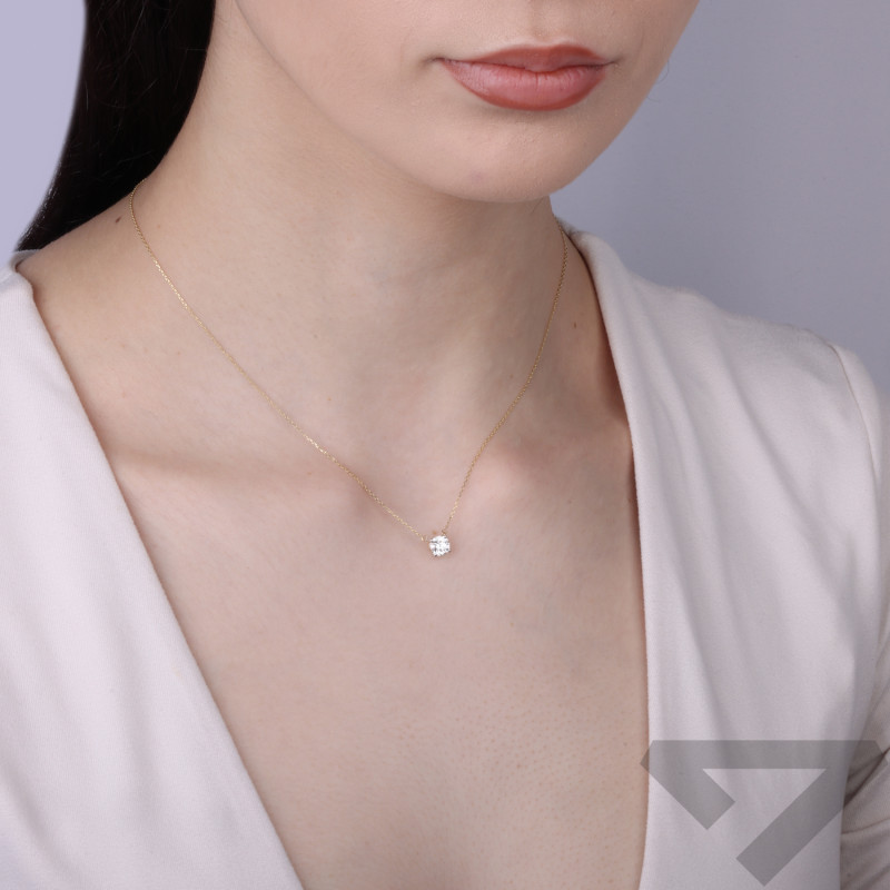 Naszyjnik z diamentem laboratoryjnym 0,58 ct, złoto 585