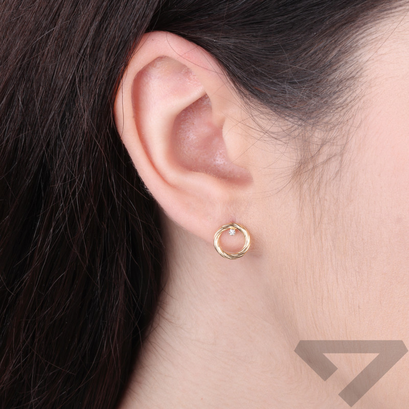 Kolczyki z diamentami 0,01 ct, złoto 585