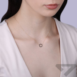 Naszyjnik oponka z czarnymi diamentami 0,08 ct, złoto 585