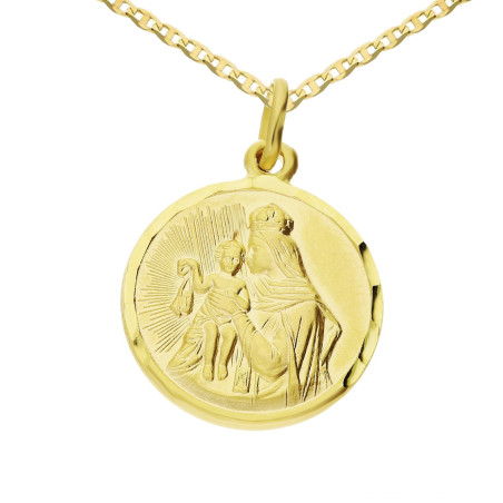 Złoty medalik Szkaplerz z łańcuszkiem Gucci z przedłużką – złoto 585