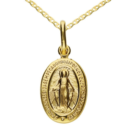 Złoty zestaw komunijny 585 Niepokalana + łańcuszek gucci z regulacją