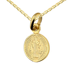 Zestaw Komunijny medalik Benedyktyńki z łańcuszkiem gucci 45 cm, próba 585