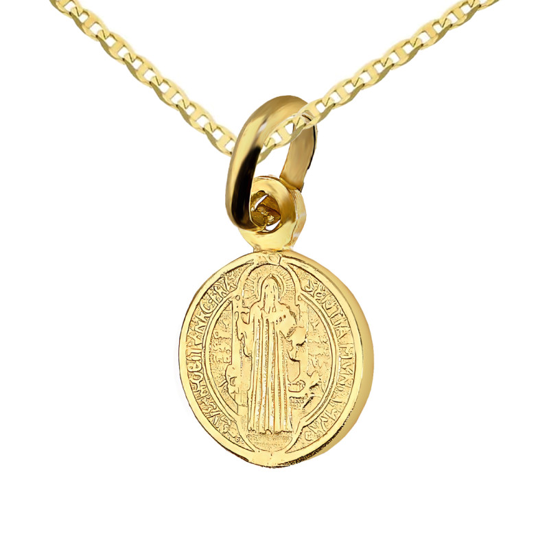 Zestaw Komunijny medalik Benedyktyńki z łańcuszkiem gucci 45 cm, próba 585