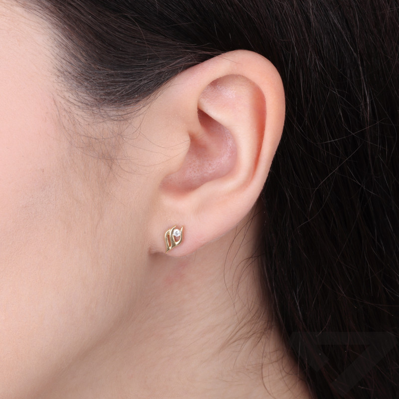 Kolczyki płomień z cyrkonia ze złota 375