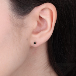 Kolczyki złote próba 375 z czarną cyrkonią 2,5 mm