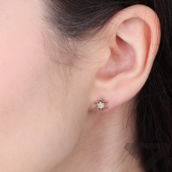 Złote kolczyki kwiatki z cyrkoniami pr. 585 - JubilerSezam.pl