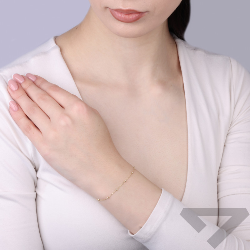 Bransoletka złota z kulkami grawerowanymi 2 mm, złoto 585