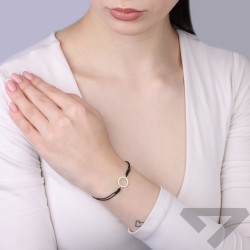 Bransoletka sznurkowa czarna z oponką ze złota 375 z cyrkoniami