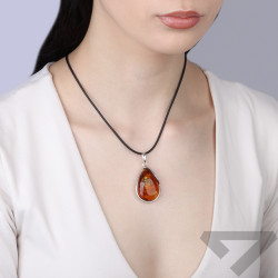 Wisiorek srebrny 925 z bursztynem koniakowym kropla