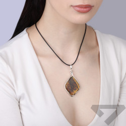 Wisior srebrny 925 z bursztynem miodowym