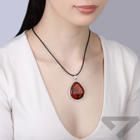 Wisior ze srebra 925 z bursztynem koniakowym kropla