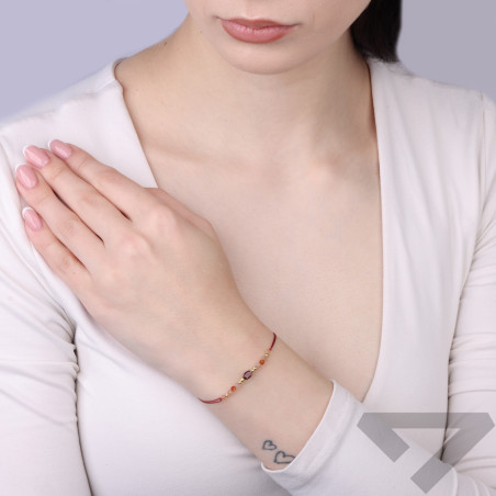 Bransoletka sznurkowa Szczęście z fasetowanymi kamieniami, srebro 925 koloru złotego