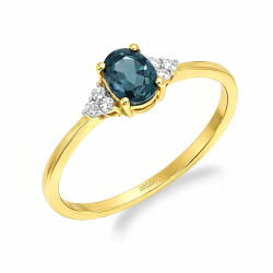 Pierścionek z topazem London 0,90 ct i diamentami 0,10 ct, złoto 585