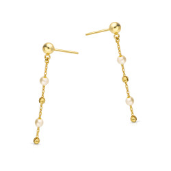 Złote Kolczyki z Perłami i Kulami - JubilerSezam.pl