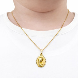 Złoty medalik Matka Boska Modląca z łańcuszkiem kostka – złoto 585