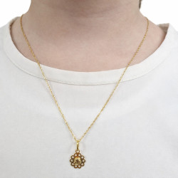 Złoty zestaw komunijny 585 medalik Matka Boska Bolesna + łańcuszek singapur