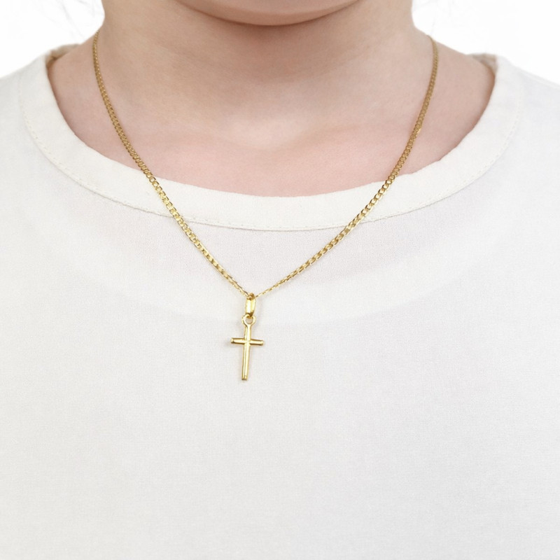 Zestaw komunijny krzyżyk ze złota 333 z łańcuszkiem pancer 45 cm ze złota 375