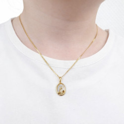Zestaw komunijny złoty 375 – Matka Boska z Dzieciątkiem, łańcuszek pancer