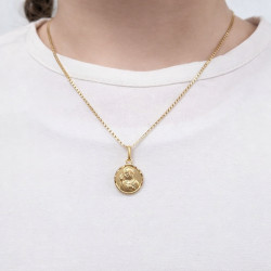 Zestaw komunijny złoty – szkaplerz 333 i łańcuszek Figaro 375