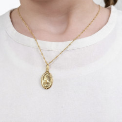 Zestaw komunijny złoty – medalik Niepokalana 333 i łańcuszek singapur 375