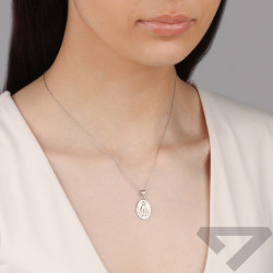 Zestaw komunijny srebrny 925 – Niepokalana rodowana i łańcuszek rolo