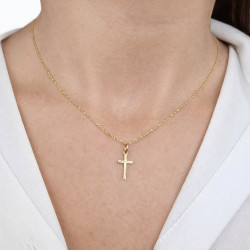 Zestaw komunijny złoty 333 krzyżyk + łańcuszek singapur 375 45 cm