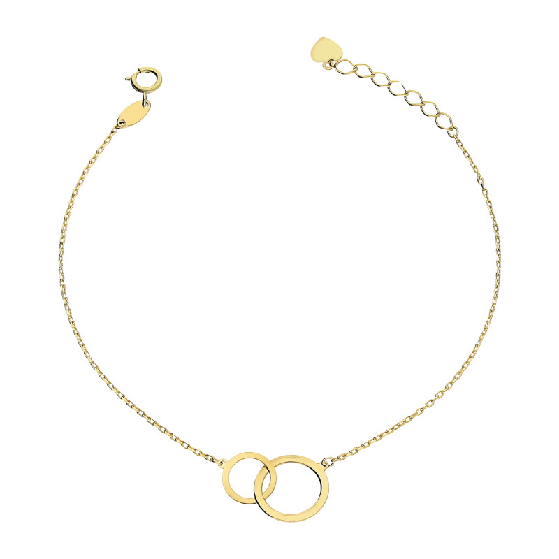Bransoletka złota klanówka z kółkami na łańcuszu rolo, próba 585