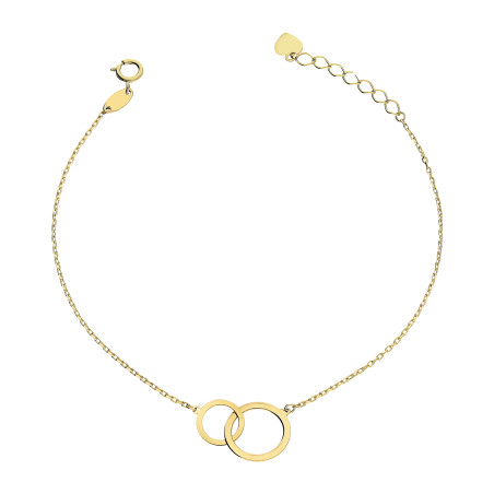 Bransoletka złota klanówka z kółkami na łańcuszu rolo, próba 585