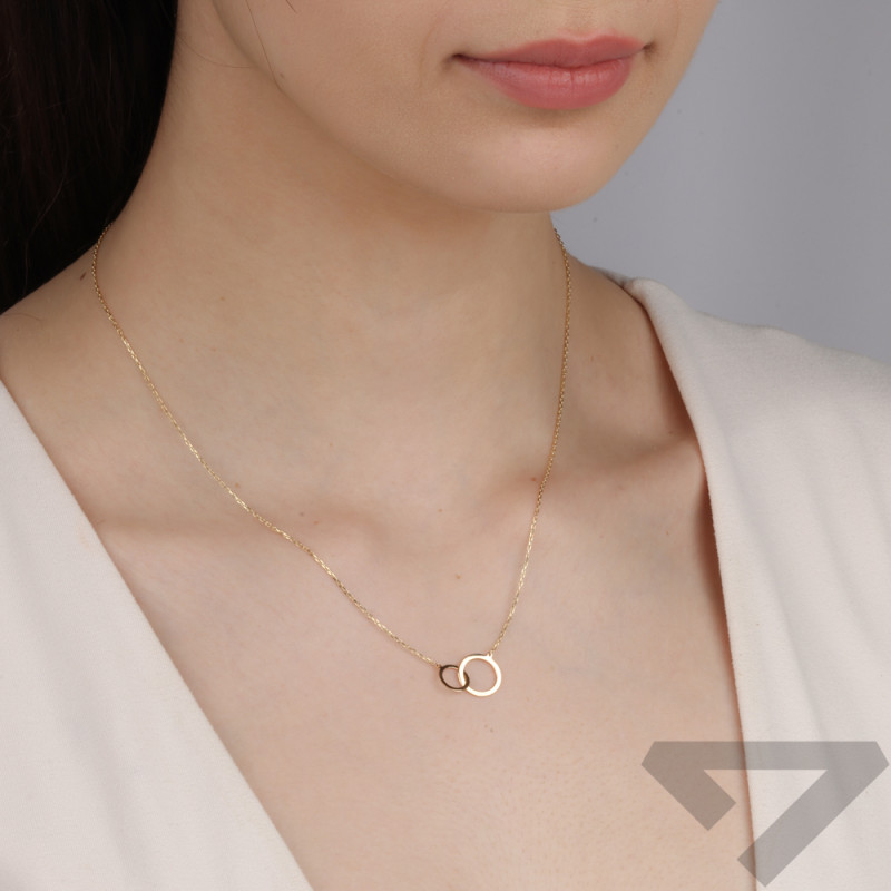 Naszyjnik złoty klanówka z kółkami na łańcuszu rolo, próba 375