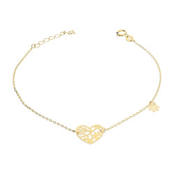 Bransoletka złota serce ornament na łańcuszku anker, próba 585