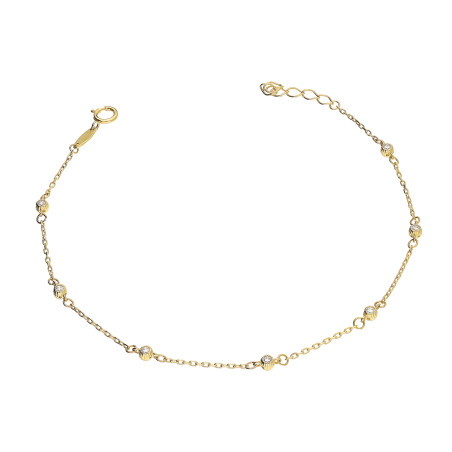 Złota Bransoletka z Cyrkoniami i Kulami pr. 585 - JubilerSezam.pl