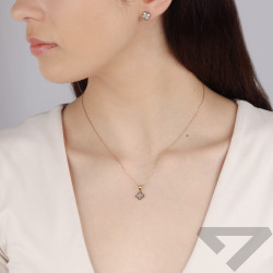 Kolczyki złote koniczynki z masą perłową, próba 585