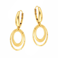 Kolczyki wiszące owale ze złota 585 zapinane na bigiel