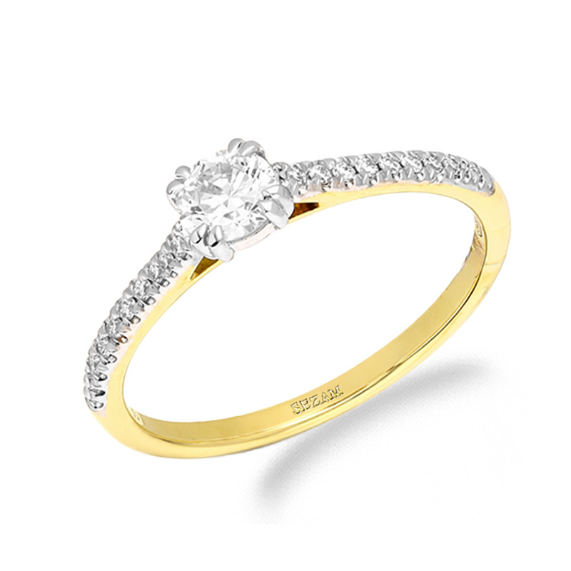 Pierścionek z diamentami laboratoryjnymi 0,38 ct, złoto 585