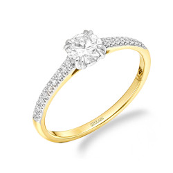 Pierścionek Soliter bis z diamentami laboratoryjnymi 0,64 ct, złoto 585