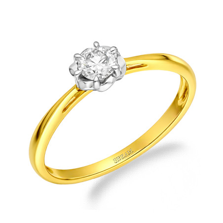 Pierścionek zaręczynowy ze złota 585 Lily z diamentem o masie 0,17 ct