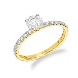 Pierścionek Soliter z diamentami laboratoryjnymi 1,03 ct, złoto 585