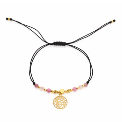 Bransoletka srebrna z kolorowymi turmalinami i ażurową blaszką, srebro 925